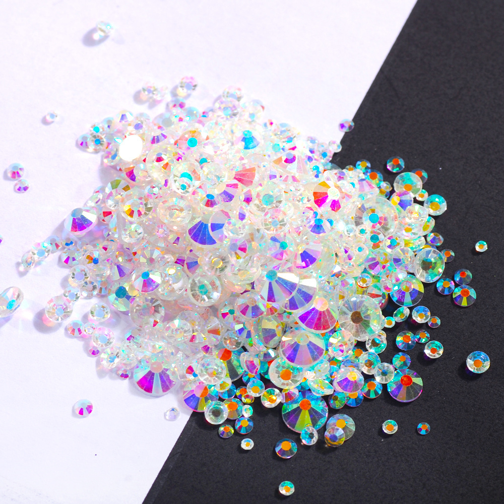 1000pcs Mixed Sizes SS4-SS30 Bling Glass Crystal Flatback Non hotfix Rhinestones Glue On Fabric Garment Decorations Colorful Gem