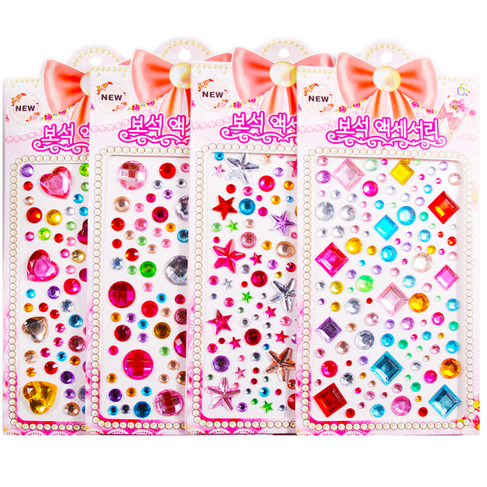 Children's Decals Star Heart Rhinestone Colorful Crystal Stickers Self Adhesive Acrylic Rhinestone for Phone Decal Styling