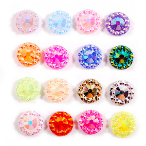 4mm/5mm/6mm Flatback Glue On Resin Jelly AB Color Crystals Applique Rhinestone For Clothing Nail Decoration Jewelry Stones