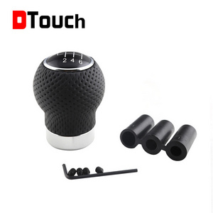 Dtouch Car Shift Gear Knob Leather Boot with 6 Speed Gaiter  Universal Base Black Manual Stick Shifter