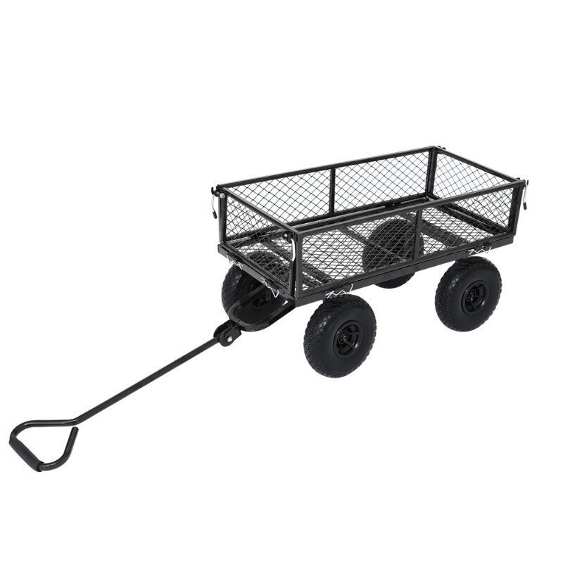 4 wheel outdoor garden carts yard wagon landscaping transport cart hand carts & trolleys with lining