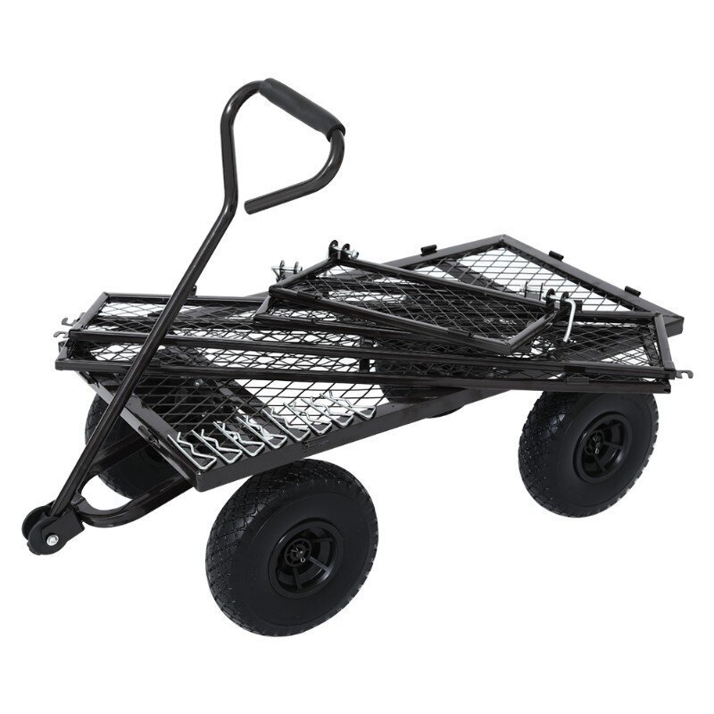 4 wheel outdoor garden carts yard wagon landscaping transport cart hand carts & trolleys with lining