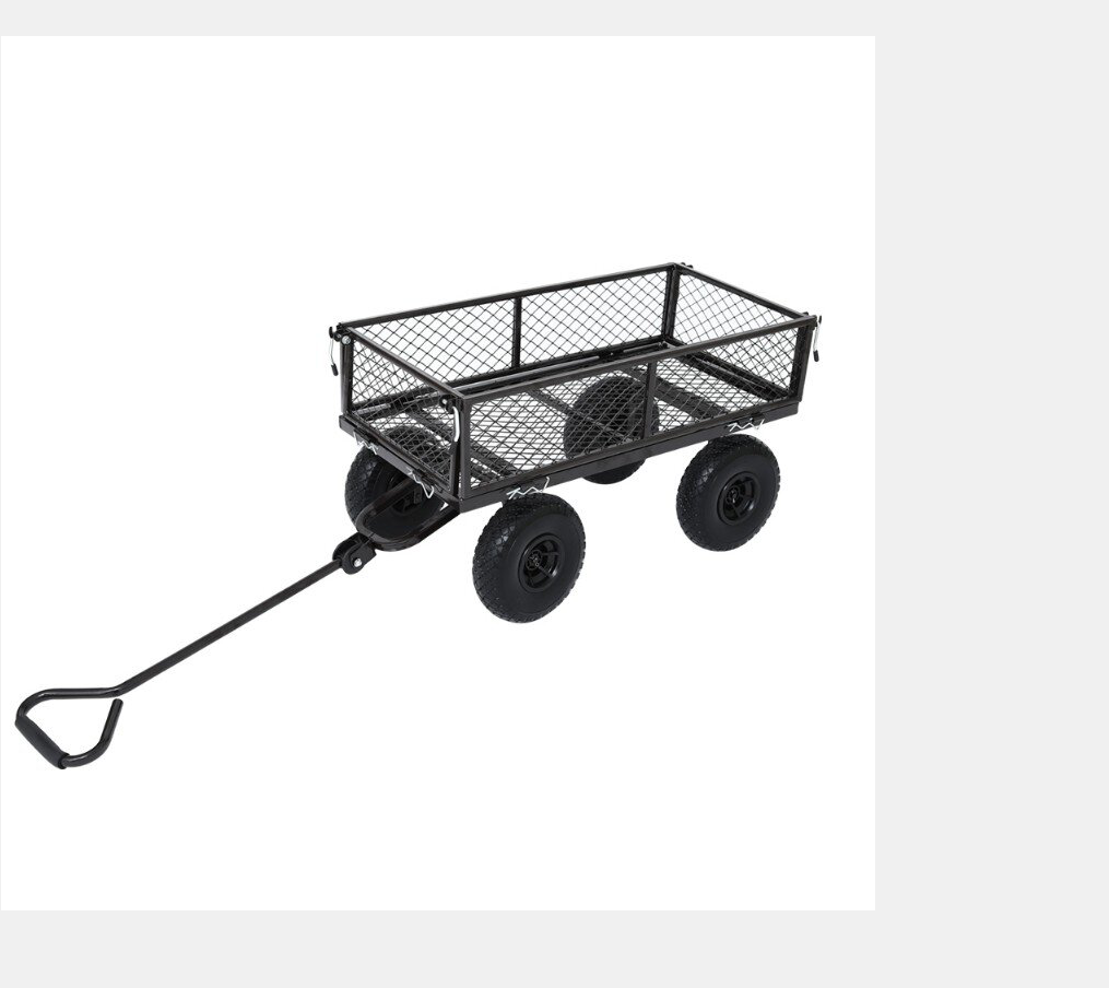 4 wheel outdoor garden carts yard wagon landscaping transport cart hand carts & trolleys with lining