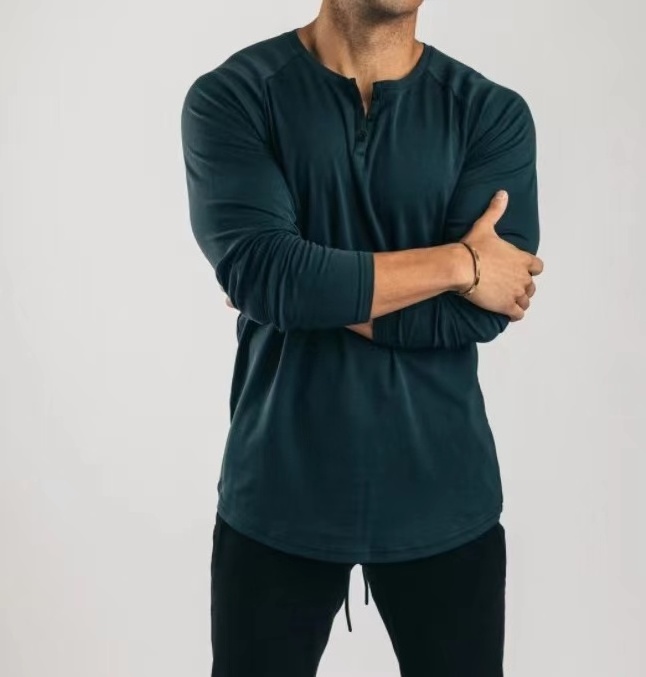 Wholesale Athletic Fishing  V neck Button Up  Bamboo  Lightweight Long Sleeve T Shirt Men