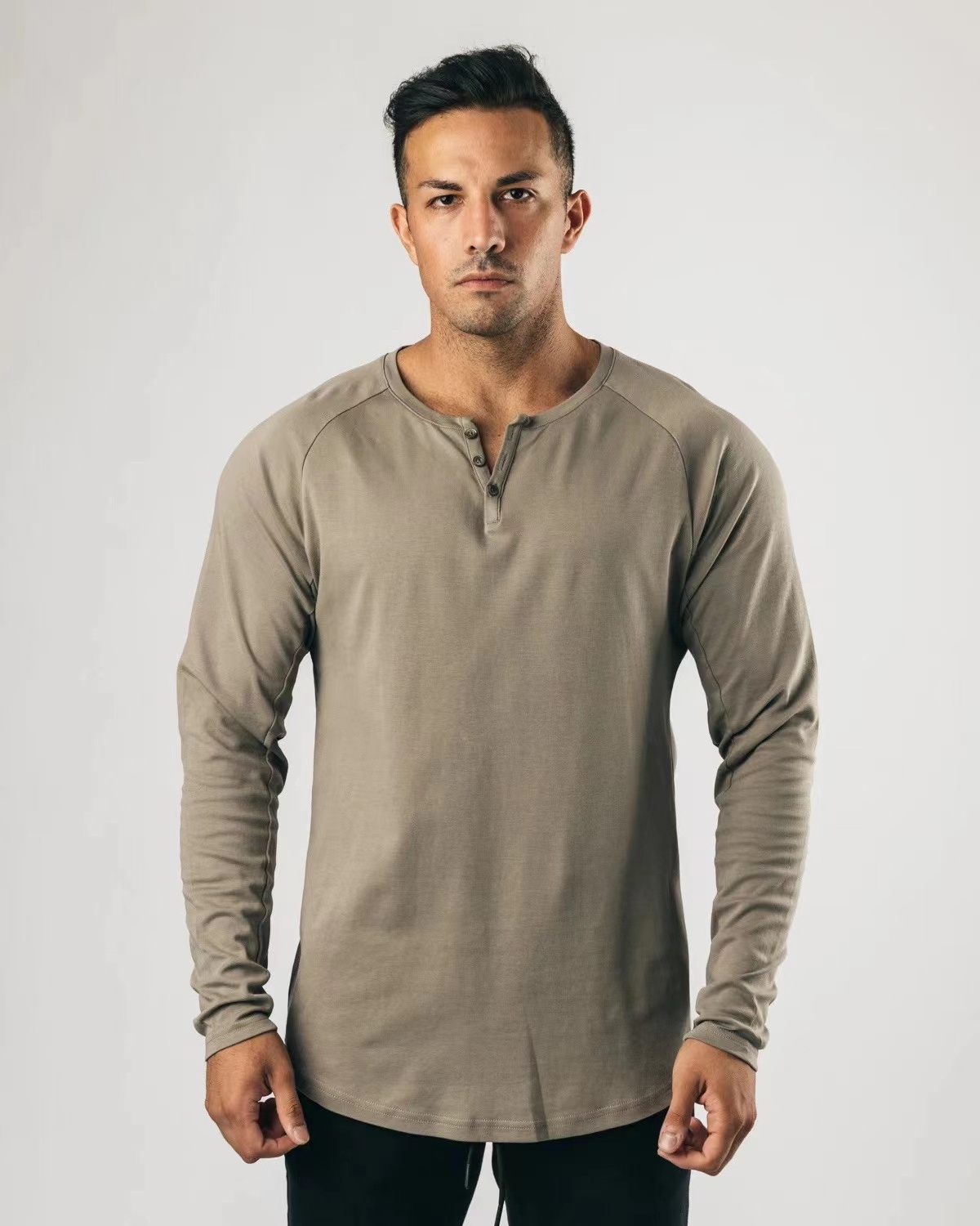 Wholesale Athletic Fishing  V neck Button Up  Bamboo  Lightweight Long Sleeve T Shirt Men