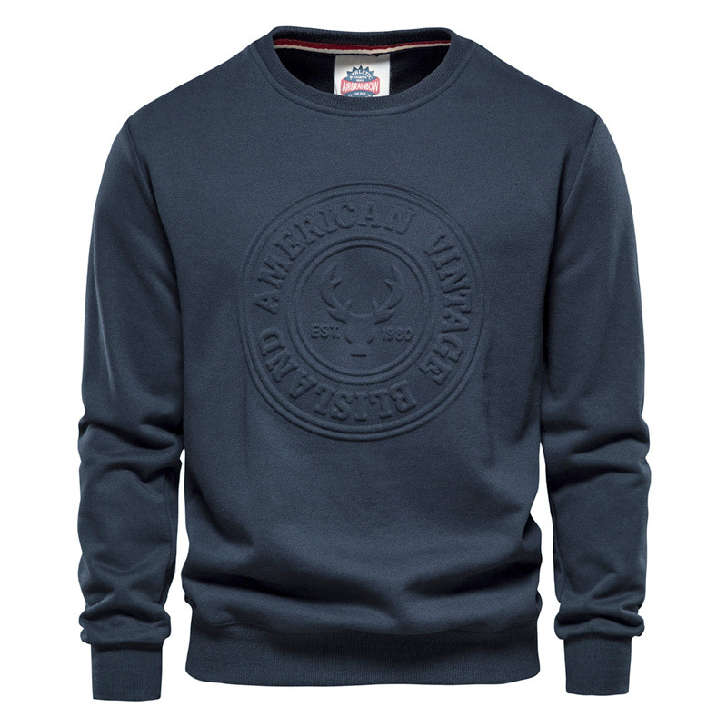 Custom Logo Embossed Creawneck Oversized  Unisex Pullover Sweater  Sweatshirts Men