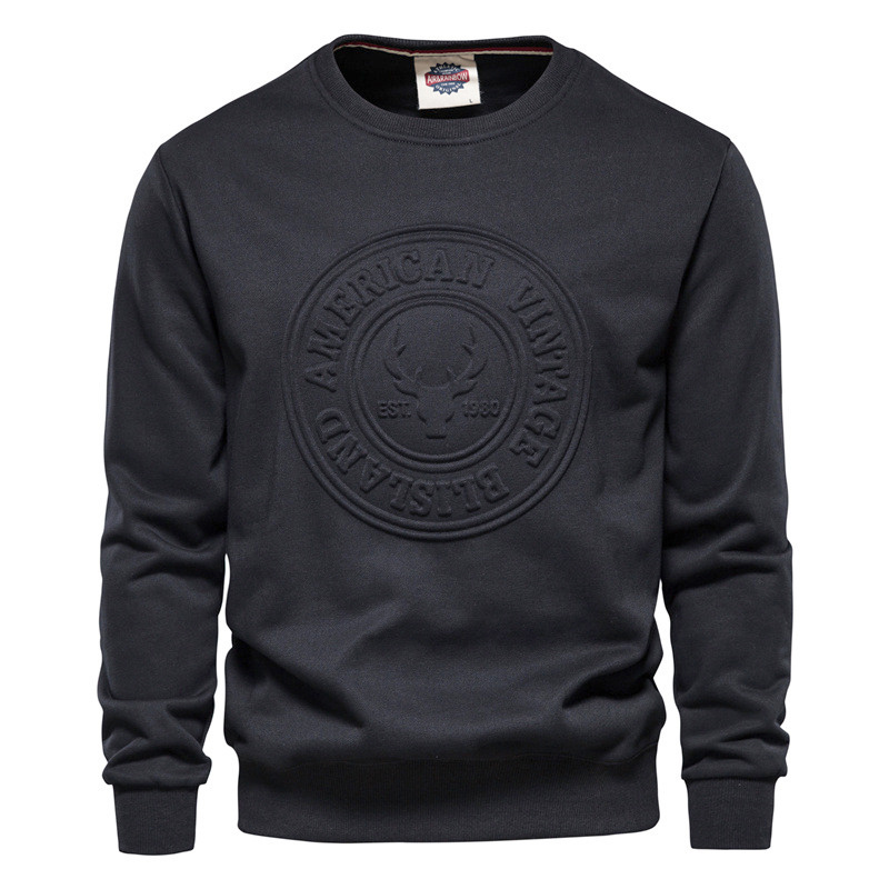 Custom Logo Embossed Creawneck Oversized  Unisex Pullover Sweater  Sweatshirts Men