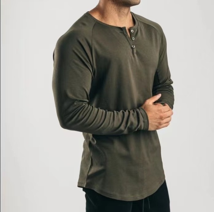 Wholesale Athletic Fishing  V neck Button Up  Bamboo  Lightweight Long Sleeve T Shirt Men