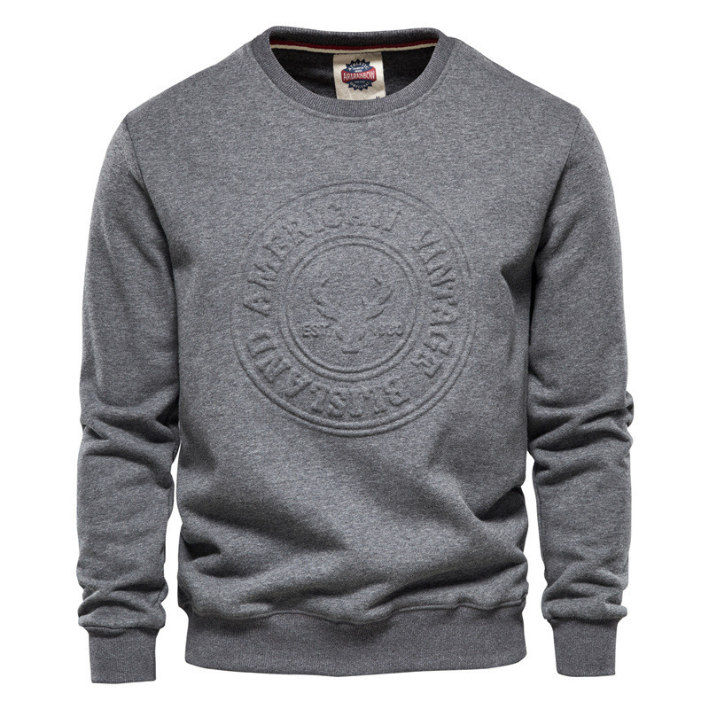 Custom Logo Embossed Creawneck Oversized  Unisex Pullover Sweater  Sweatshirts Men