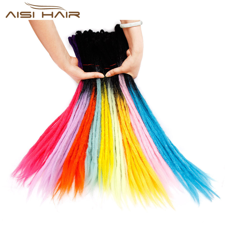 Aisi Hair 24 inch Ombre Color Handmade Dreadlocks Hair Extensions Synthetic Crochet Braid Hair For Black Women