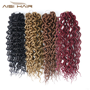 Aisi Hair Faux Locs Curly 18 Inch 24 Roots Afro Soft Crochet Braids Hair Extensions Bohemian Gypsy Locs Braids Hair