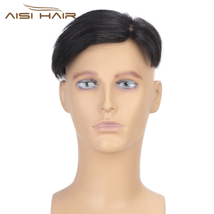 Aisi Hair Toupee Human  Hair Wigs Mens Hairstyle Partside Toupee Human European Style Hand Made Hairpieces for Men