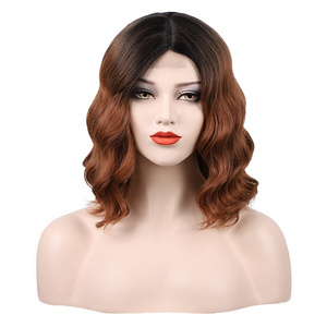 Aisi Hair Part Side Curly Wavy Bob Wig Natural Black Short Bob Synthetic Wig High Temperature Fiber Hair Cosplay Wig for Women