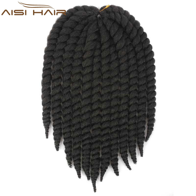 Aisi Hair Synthetic Black Braiding Hair 12 inches Twist Crochet High Temperature Fiber Braid Hair Extensions