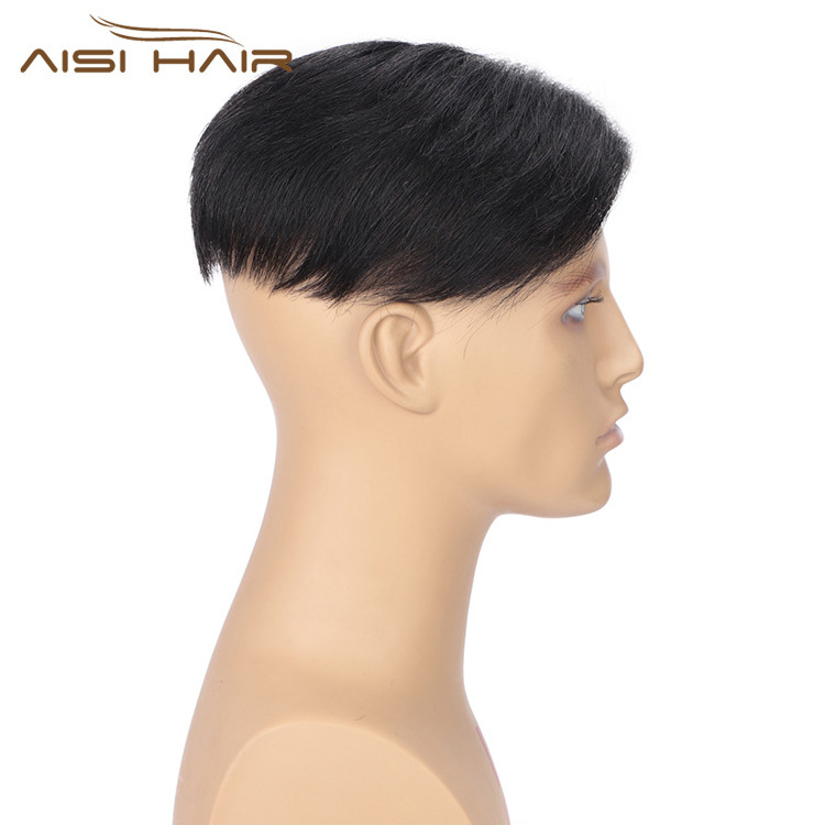 Aisi Hair Toupee Human  Hair Wigs Mens Hairstyle Partside Toupee Human European Style Hand Made Hairpieces for Men