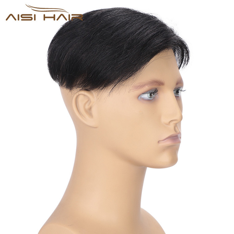 Aisi Hair Toupee Human  Hair Wigs Mens Hairstyle Partside Toupee Human European Style Hand Made Hairpieces for Men