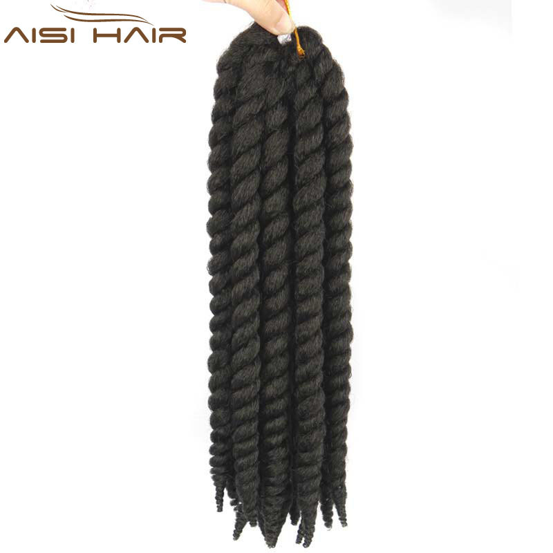 Aisi Hair Synthetic Black Braiding Hair 12 inches Twist Crochet High Temperature Fiber Braid Hair Extensions