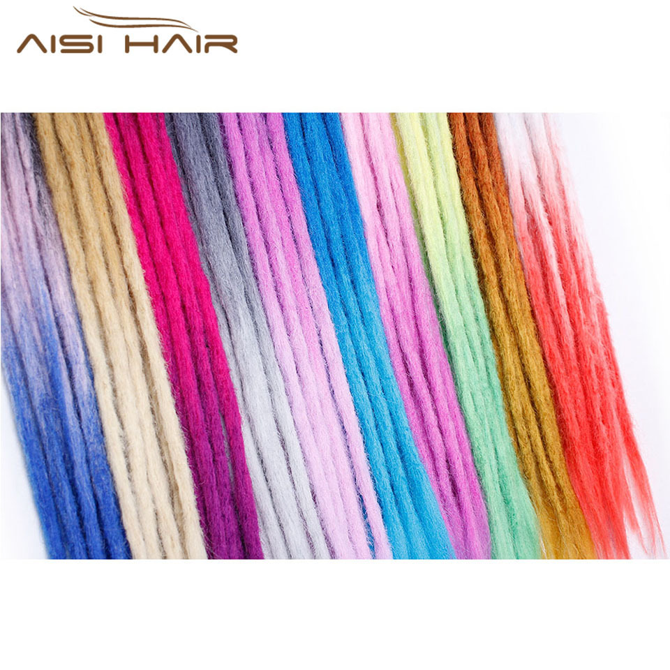 Aisi Hair 24 inch Ombre Color Handmade Dreadlocks Hair Extensions Synthetic Crochet Braid Hair For Black Women