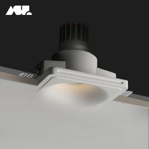 Aisilan hotel bathroom ceiling spot fittings set anti glare COB lighting round square LED Recessed plaster gypsum downlight