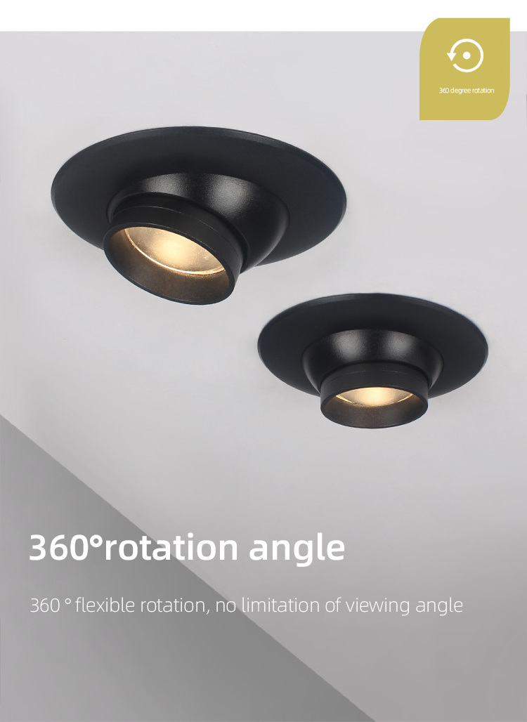 Aisilan 230v modern zoom Angle Adjustable IP54 Ceiling COB cutout 83mm LED Recessed Spot downlight led