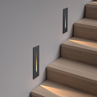 outdoor indoor waterproof IP65 mini square smart recessed motion sensor step lights side staircase led stair wall light