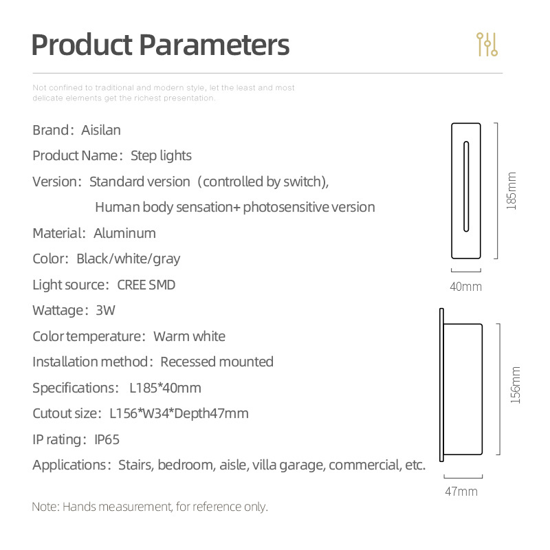 outdoor indoor waterproof IP65 mini square smart recessed motion sensor step lights side staircase led stair wall light