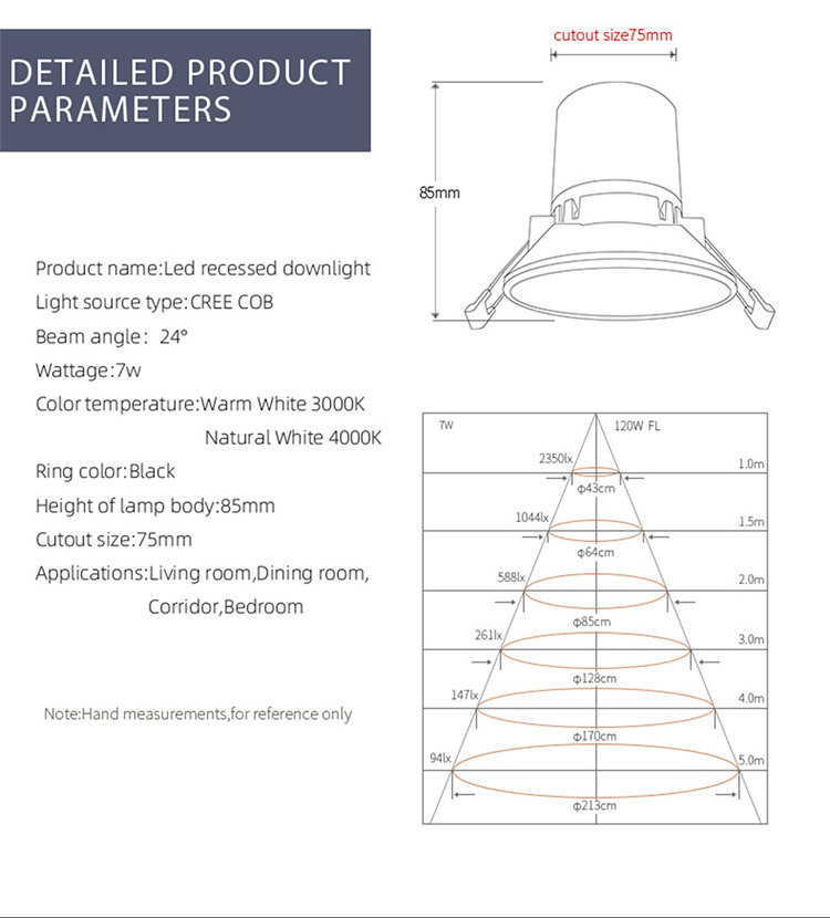 Aisilan nordic indoor hotel antiglare dimmable down light antidazzle Recessed deep COB ceiling spotlight led lights downlight