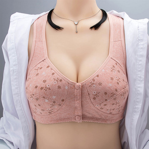 Hot Selling Wireless Smooth Bra Thin Cup Middle-aged Women's Bra Gathered Plus Size Front Buckle Bra