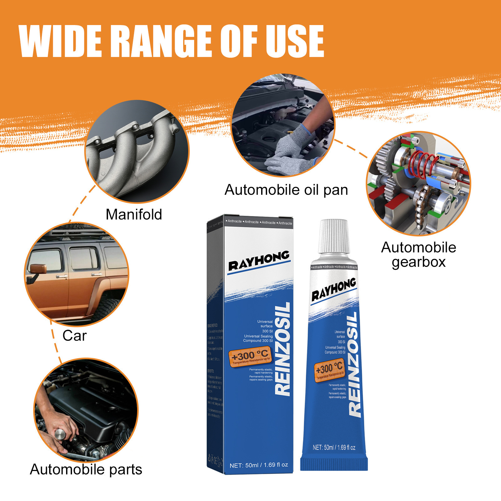 Custom Logo Rayhong 50ML Oil Temperature Resistance Strong Adhesion Car Engine sealant Glue