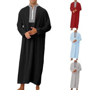 Hot Selling Men New Style Arabic Moroccan Islamic Thobe Dress Traditional Muslim Abaya Clothing