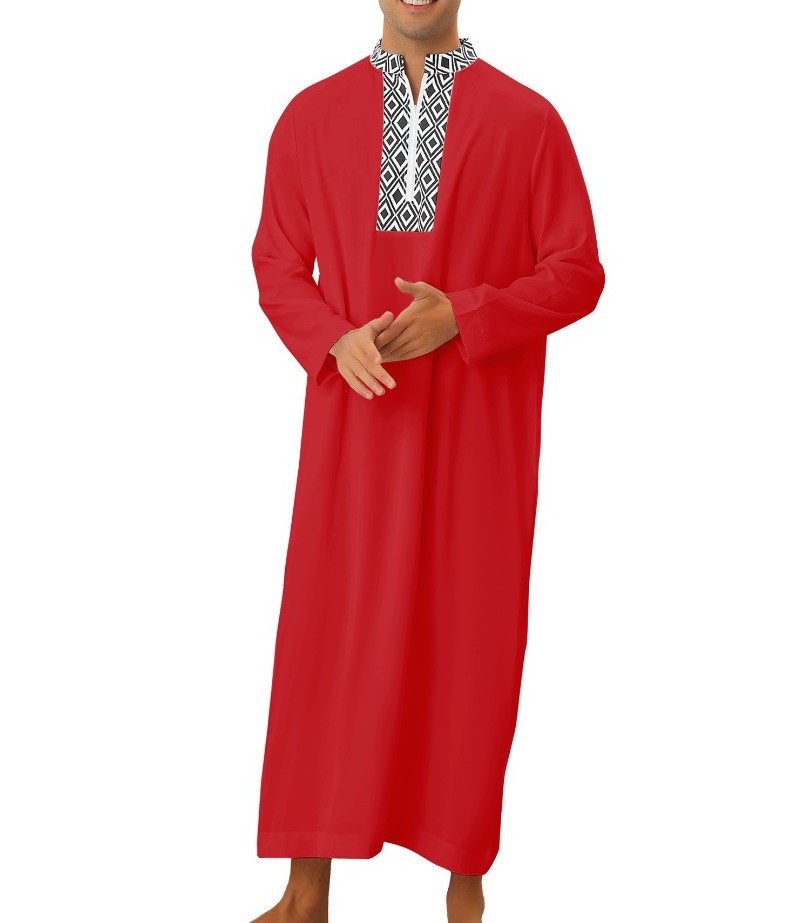 Hot Selling Men New Style Arabic Moroccan Islamic Thobe Dress Traditional Muslim Abaya Clothing