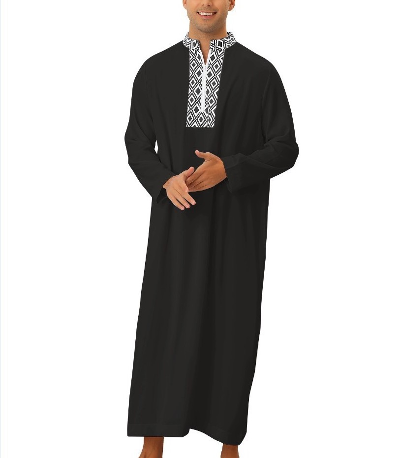 Hot Selling Men New Style Arabic Moroccan Islamic Thobe Dress Traditional Muslim Abaya Clothing