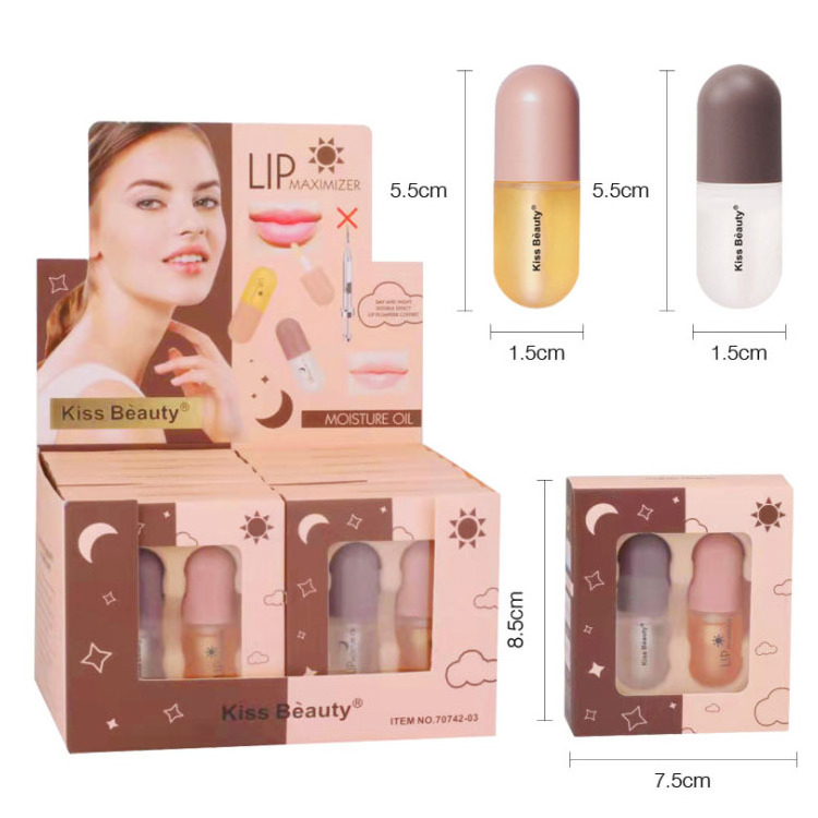 Hot Selling Repairing Plumping Liquid Lip Balm 2 in 1 Double Effect Moisturizing Lip Oil Set