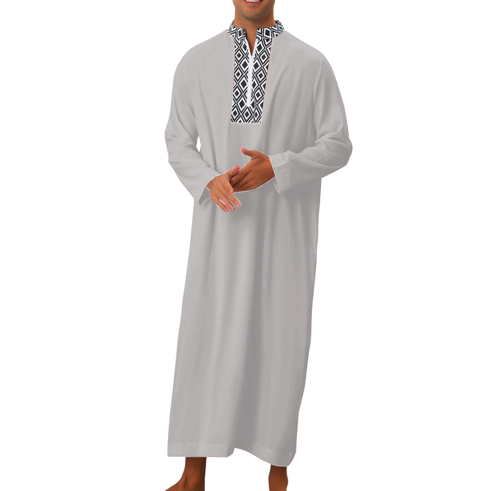 Hot Selling Men New Style Arabic Moroccan Islamic Thobe Dress Traditional Muslim Abaya Clothing