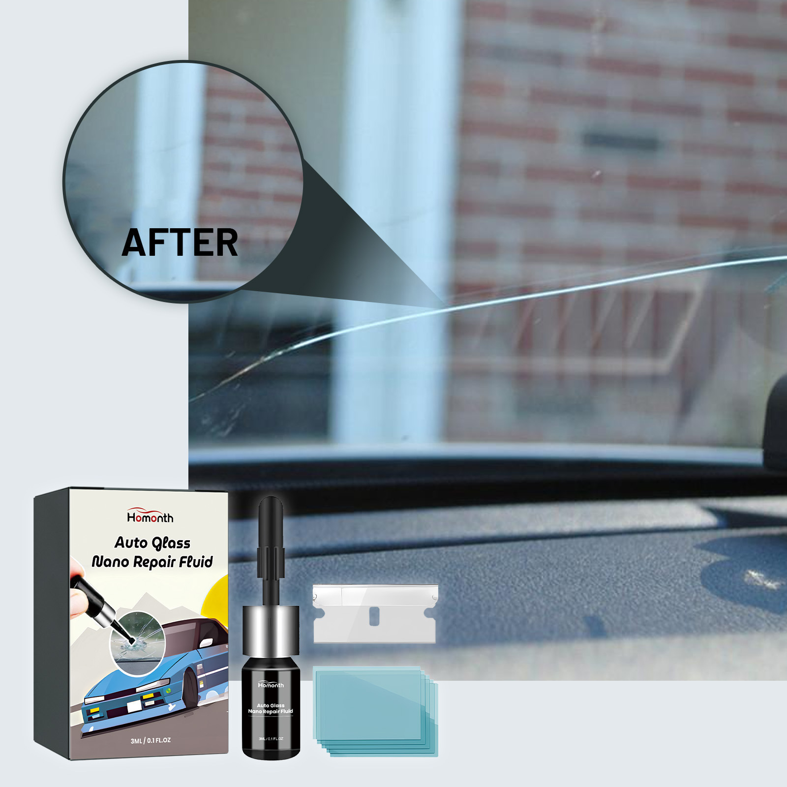 Wholesale Homonth Car Broken Windscreen Glass Repair Tools Windshield Crack Repair Kit Auto Glass Nano Repair Fluid