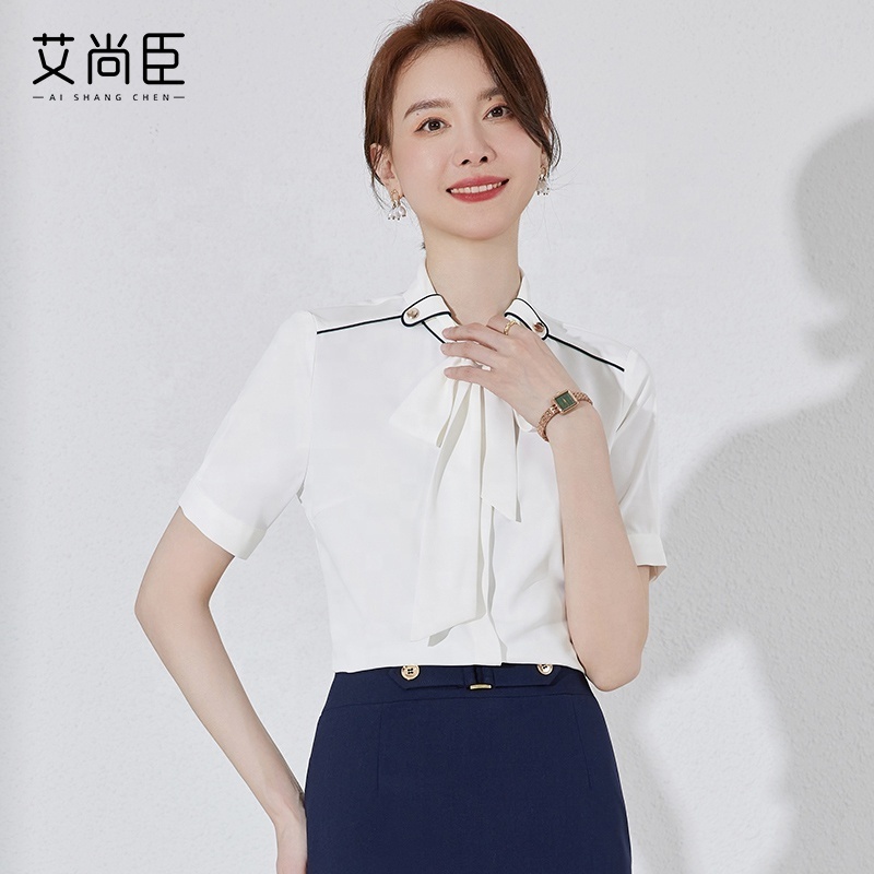 Southeast Asian market short sleeves ladies blouses and tops women chiffon wholesale small MOQ custom production korean style