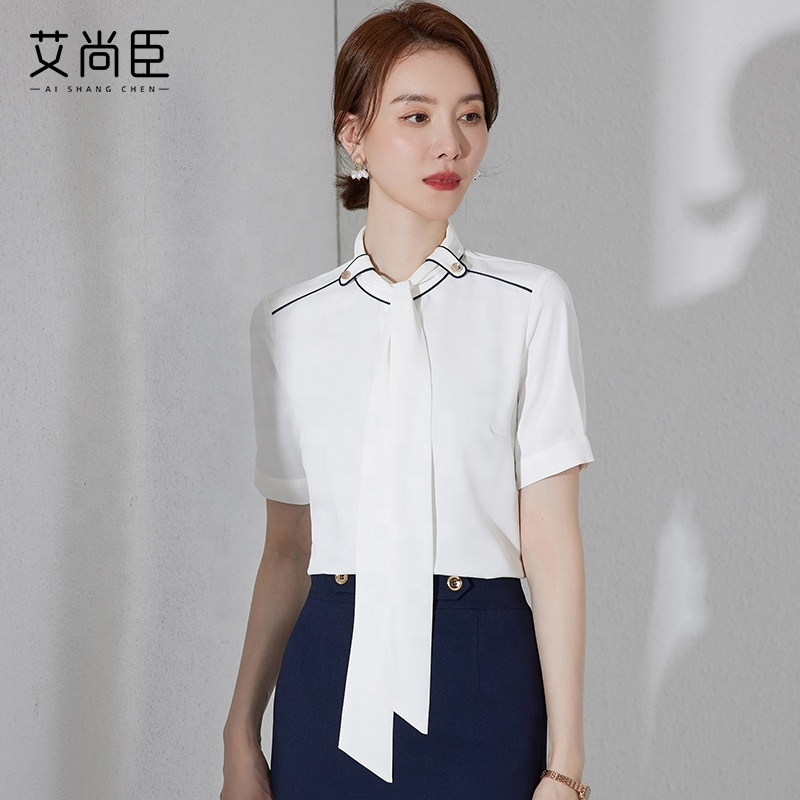 Southeast Asian market short sleeves ladies blouses and tops women chiffon wholesale small MOQ custom production korean style