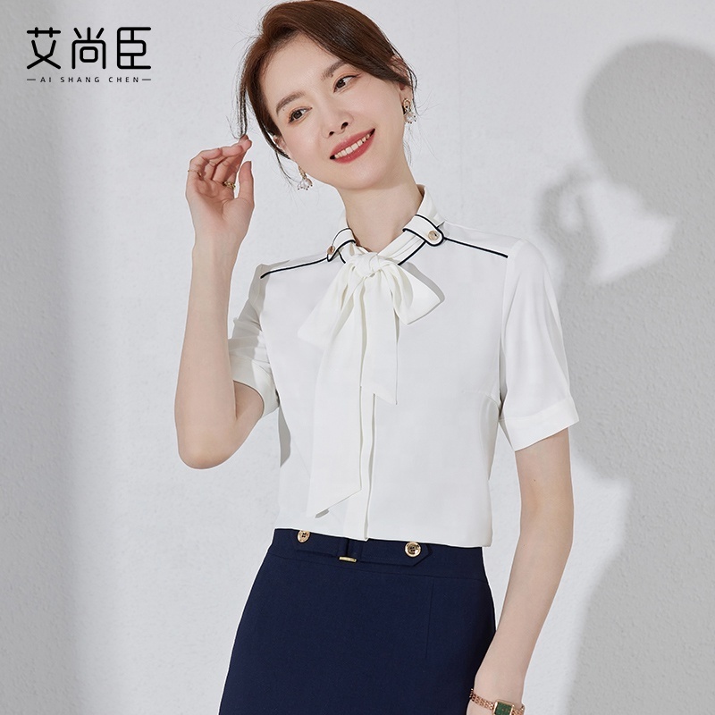 Southeast Asian market short sleeves ladies blouses and tops women chiffon wholesale small MOQ custom production korean style