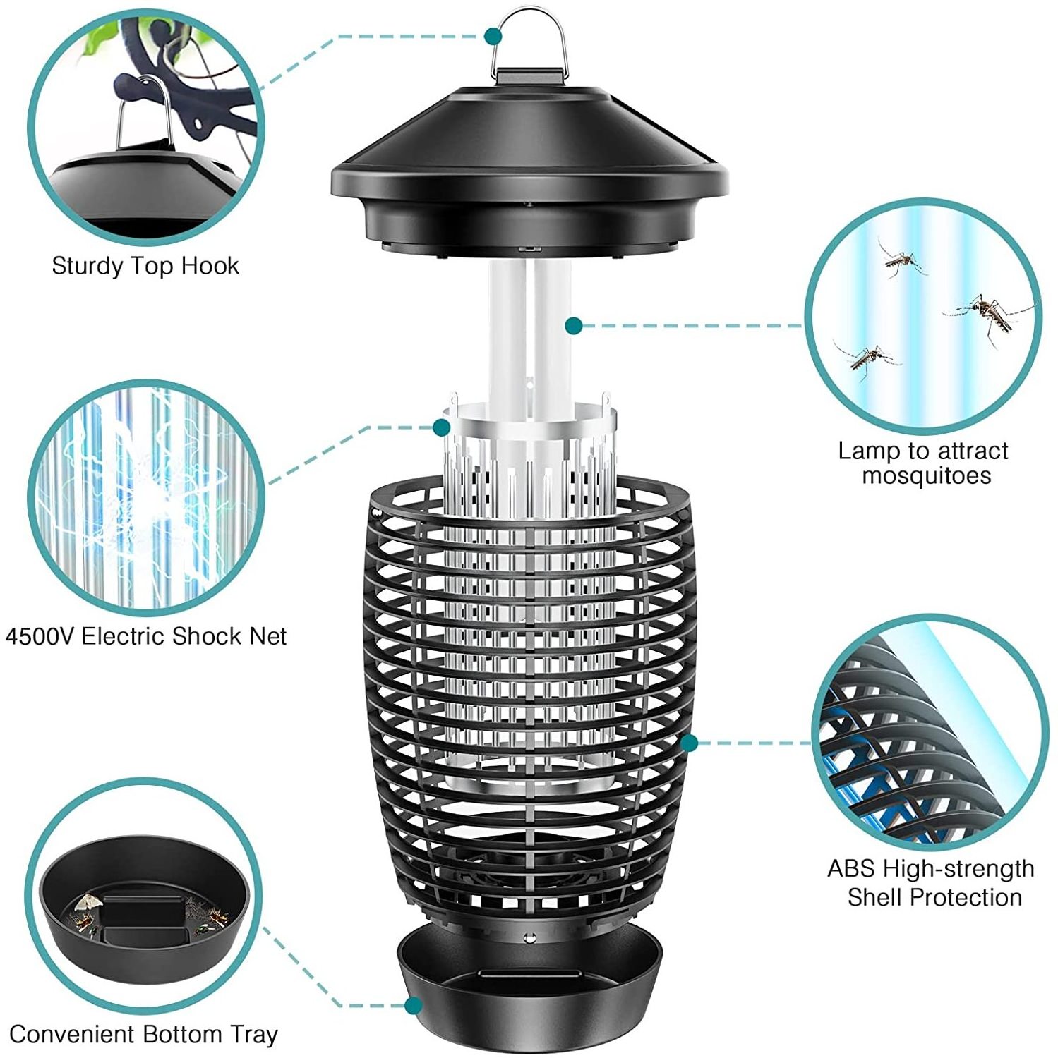 AISITIN Electric Mosquito Killer Lamp 4500V 20W UV Exterminator of Mosquitoes, Moths, Flies, Insects for Indoor and Outdoor Use