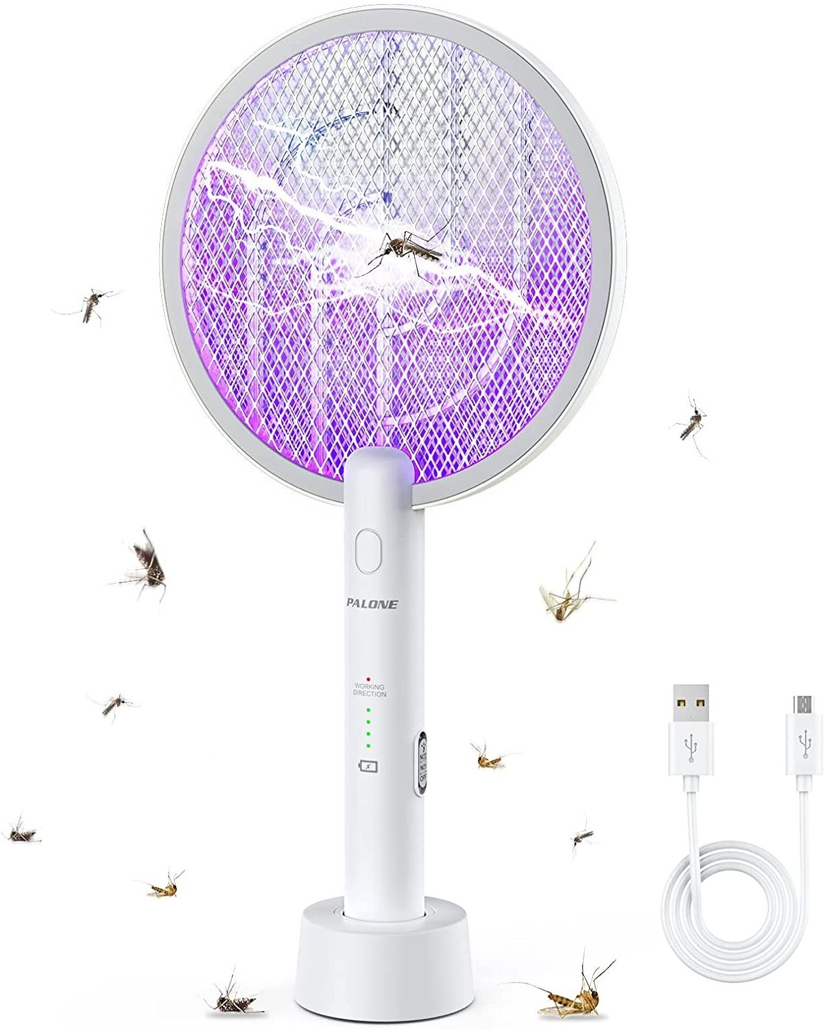 AISITI 2 in 1 Bug Zapper Racket 3000V Electric Fly Swatter Racket with 1200mAh Battery 3 Layers Mosquito Killer Lamp for Kitchen