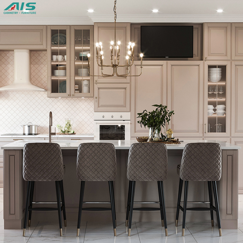 Ais luxury kitchen cabinets cupboard design  wall cabinets classic high quality custom modular kitchen cabinets complete sets