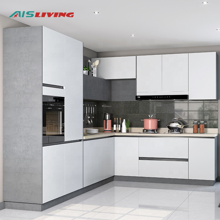 Ais Modern Designs High End Affordable Custom Furniture Used Small Full White L Shaped Melamine Kitchen Cabinets From China