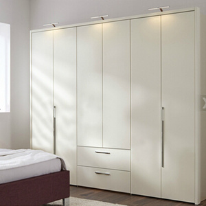 Modern Home Furniture Pull Out Doors Closet Wardrobe in White Lacquer Finish Bedroom Furniture Sliding Door and Swing Door