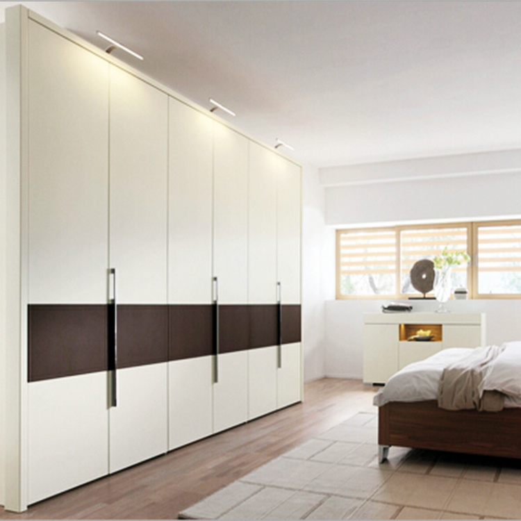 Modern Home Furniture Pull Out Doors Closet Wardrobe in White Lacquer Finish Bedroom Furniture Sliding Door and Swing Door