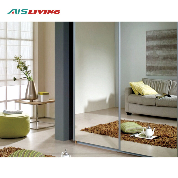 Singapore Furniture Overlay Closet Interior Sliding Door Glass Wardrobe Bedroom Design Fiber 3 Door Wardrobe With Mirror