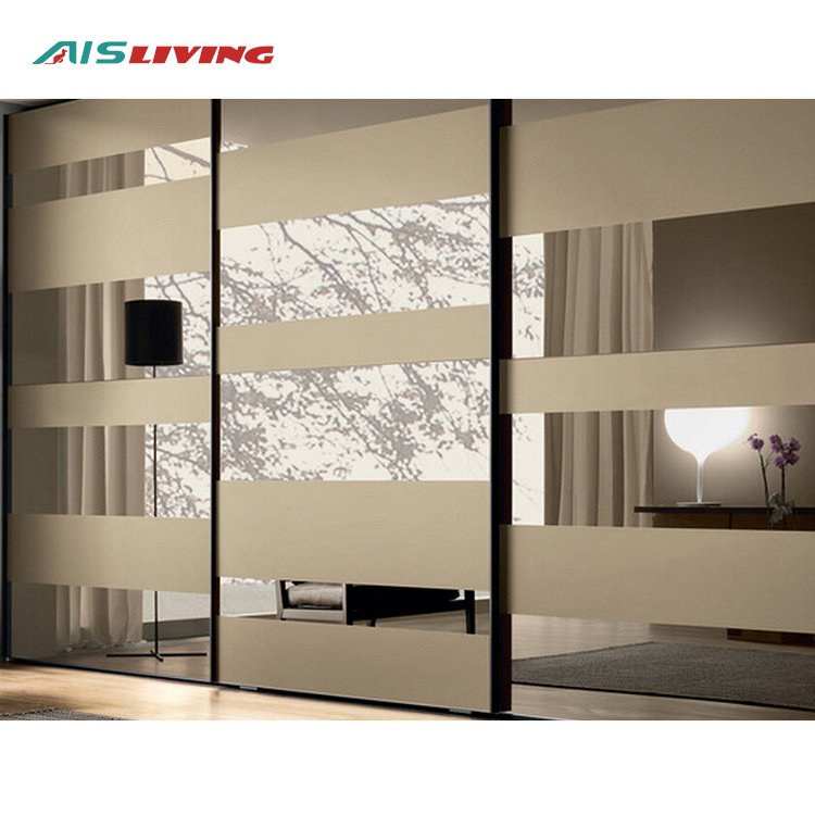 Singapore Furniture Overlay Closet Interior Sliding Door Glass Wardrobe Bedroom Design Fiber 3 Door Wardrobe With Mirror