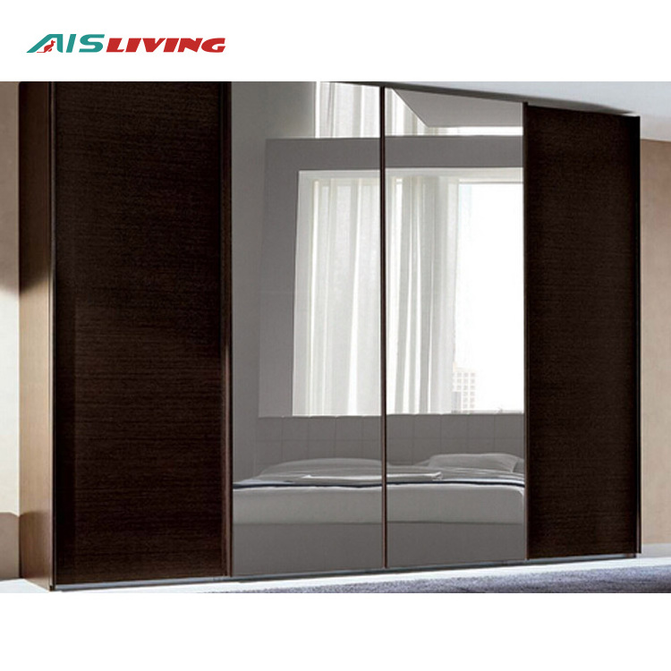 Singapore Furniture Overlay Closet Interior Sliding Door Glass Wardrobe Bedroom Design Fiber 3 Door Wardrobe With Mirror