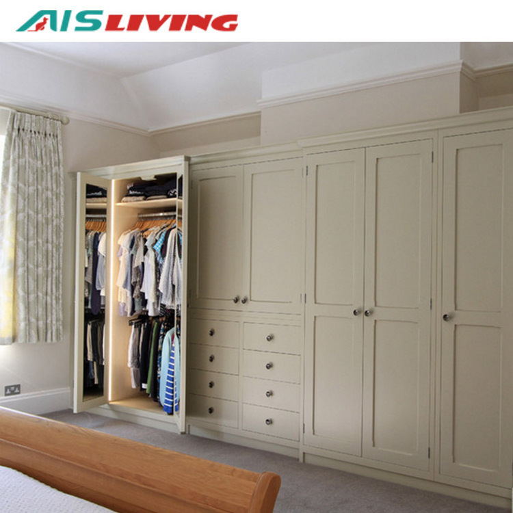 Double Closet Shabby Chic Plywood 4 Door Modern White Lacquer Wardrobe Bedroom Shutter Door Full Bedroom With Wardrobe