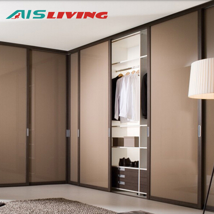 Simple Solid Pvc Bedroom Flexible Storage Open Wood Grain Insert Slding Door Closet Wardrobe Modern Design Four Panels Sliding