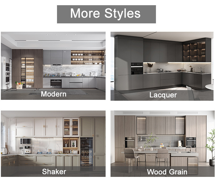 Ais Kitchen Furniture Modern Luxury Design Ready Made Small Caninet Kitchen U Shape Lacquer Grey Shaker Kitchen Cabinets